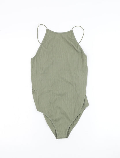 Primark Womens Green Nylon Bodysuit One-Piece Size S Hook & Loop
