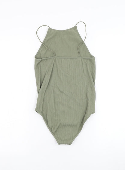 Primark Womens Green Nylon Bodysuit One-Piece Size S Hook & Loop