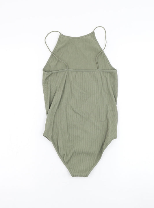 Primark Womens Green Nylon Bodysuit One-Piece Size S Hook & Loop