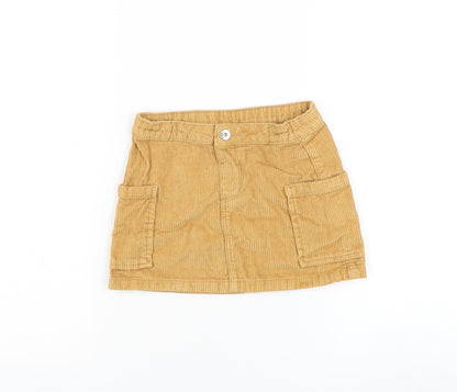 Peacocks Girls Brown Cotton A-Line Skirt Size 4-5 Years Regular Pull On