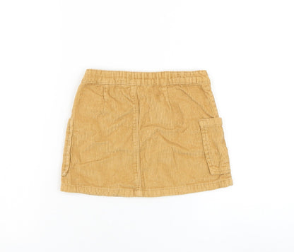 Peacocks Girls Brown Cotton A-Line Skirt Size 4-5 Years Regular Pull On