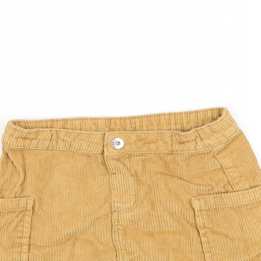 Peacocks Girls Brown Cotton A-Line Skirt Size 4-5 Years Regular Pull On