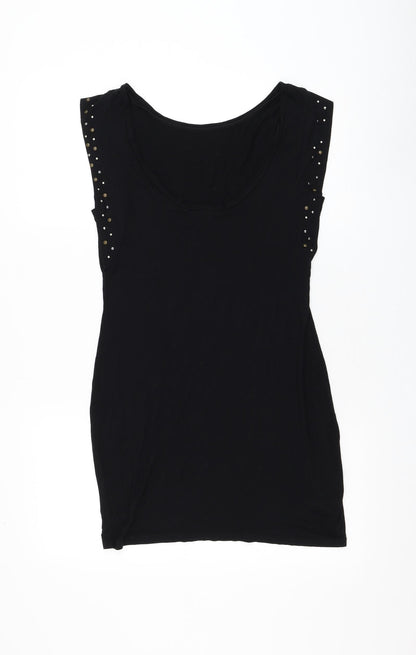 Womens UK Size 10 Warehouse Black Basic T-Shirt