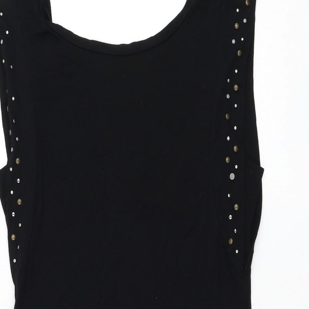 Womens UK Size 10 Warehouse Black Basic T-Shirt