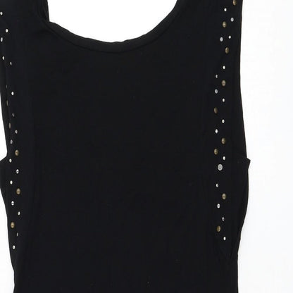 Womens UK Size 10 Warehouse Black Basic T-Shirt
