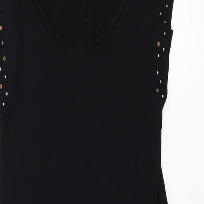 Womens UK Size 10 Warehouse Black Basic T-Shirt