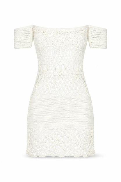 Missguided Womens White Acrylic Pencil Dress Size S Square Neck Pullover - Beach Cover