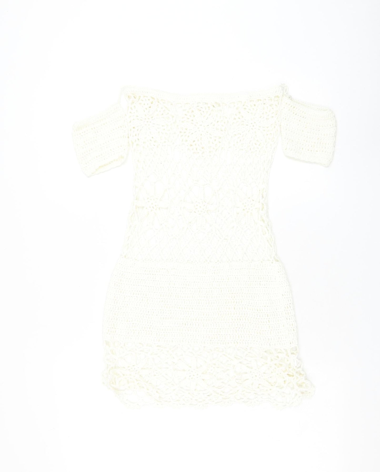 Missguided Womens White Acrylic Pencil Dress Size S Square Neck Pullover - Beach Cover