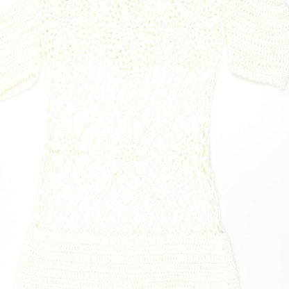 Missguided Womens White Acrylic Pencil Dress Size S Square Neck Pullover - Beach Cover