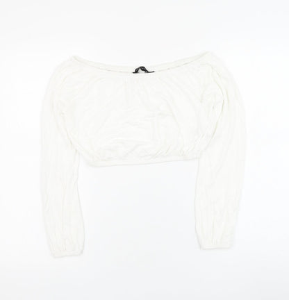 Womens UK Size 8 New Look White Cropped Blouse
