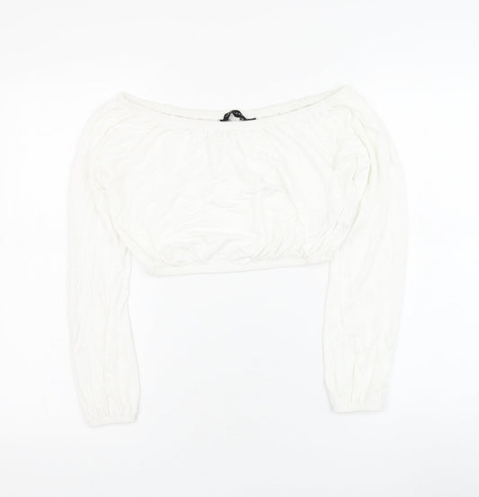 Womens UK Size 8 New Look White Cropped Blouse
