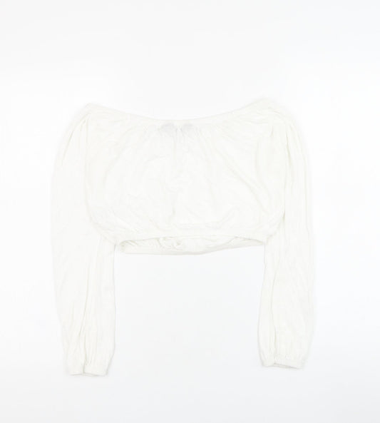 Womens UK Size 8 New Look White Cropped Blouse