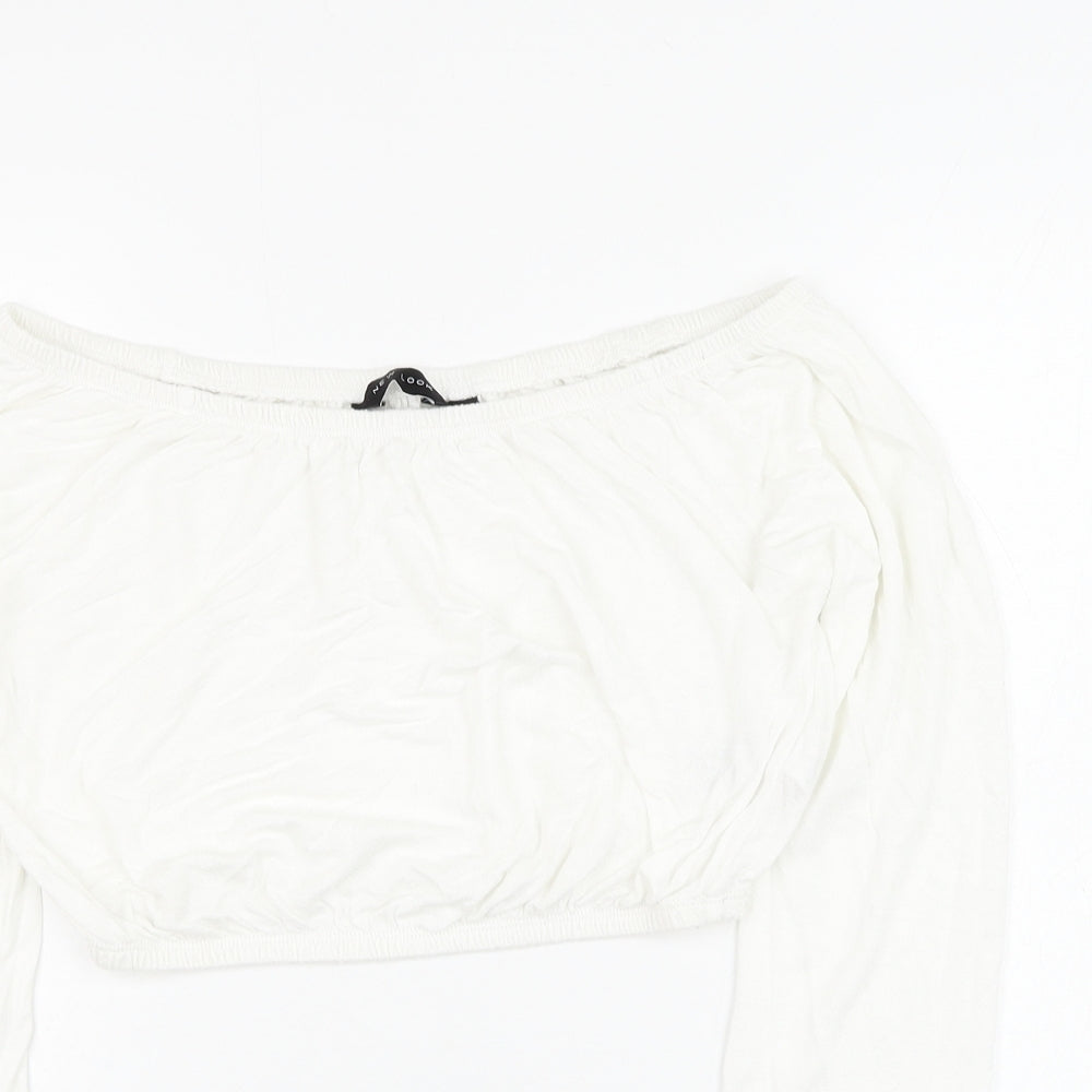 Womens UK Size 8 New Look White Cropped Blouse