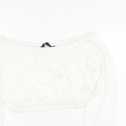 Womens UK Size 8 New Look White Cropped Blouse