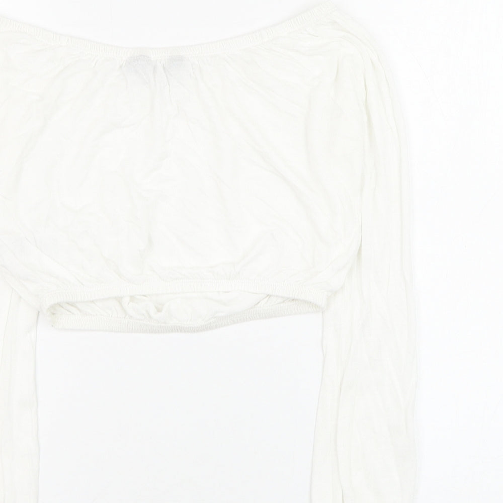 Womens UK Size 8 New Look White Cropped Blouse
