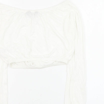 Womens UK Size 8 New Look White Cropped Blouse