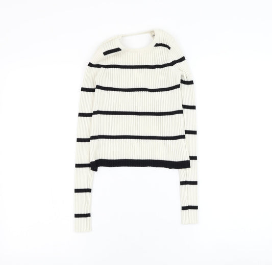 Womens UK Size S Preworn White Pullover Jumper
