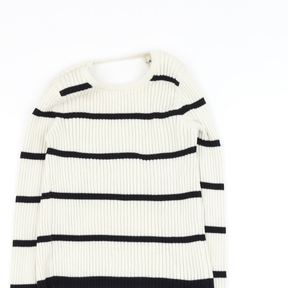 Womens UK Size S Preworn White Pullover Jumper