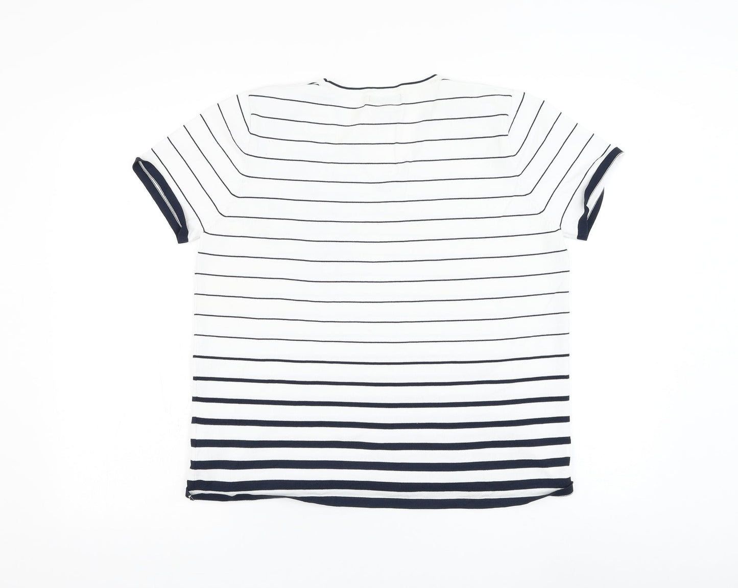 Al Paradise Womens White Striped Viscose Basic Blouse Size L V-Neck - Flower