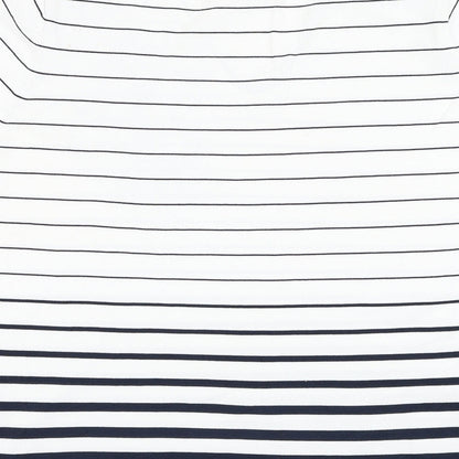 Al Paradise Womens White Striped Viscose Basic Blouse Size L V-Neck - Flower