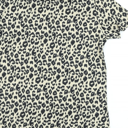 Blooming Jelly Womens Beige Animal Print Basic T-Shirt Size M Crew Neck