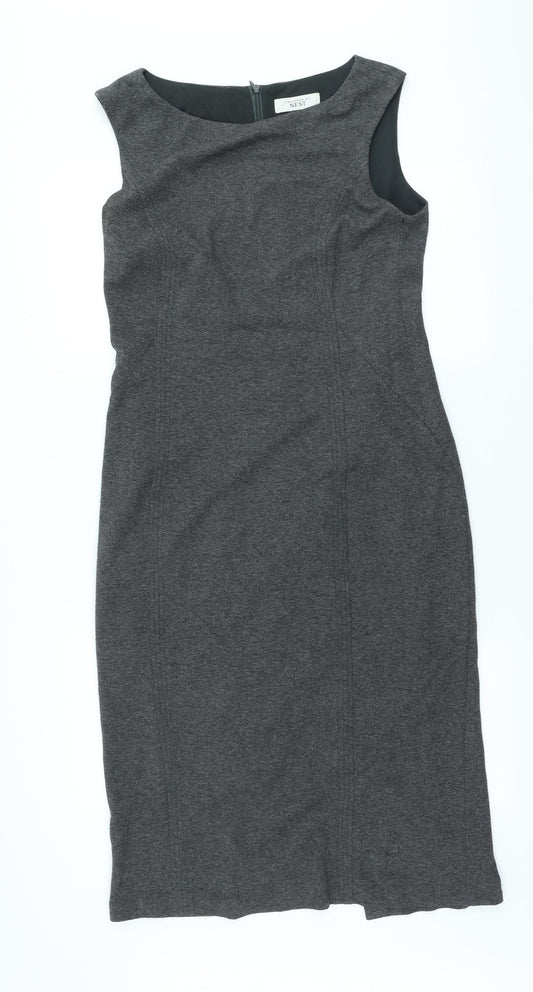 NEXT Womens Grey Polyester Sheath Size 12 Scoop Neck