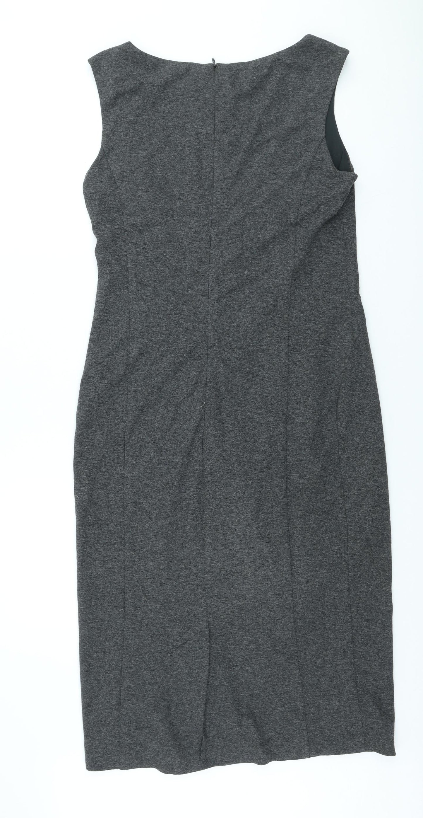 NEXT Womens Grey Polyester Sheath Size 12 Scoop Neck