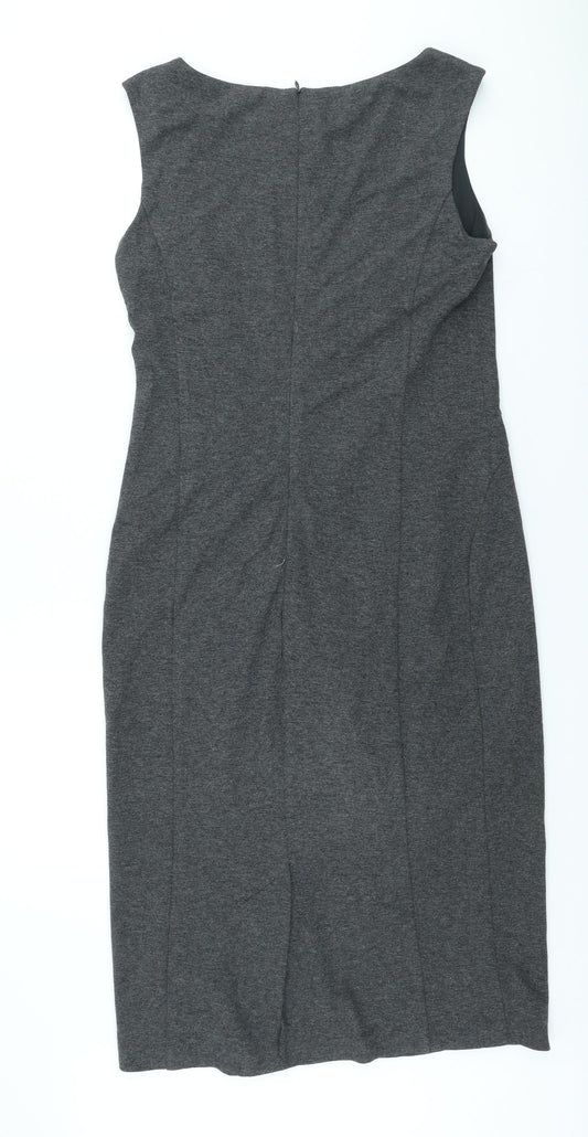 NEXT Womens Grey Polyester Sheath Size 12 Scoop Neck
