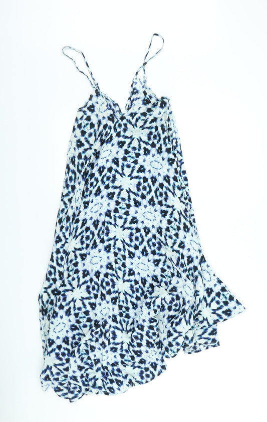 New Look Womens Blue Viscose Fit & Flare Size 8 V-Neck