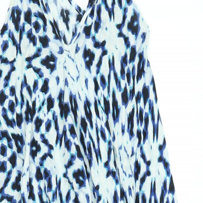 New Look Womens Blue Viscose Fit & Flare Size 8 V-Neck