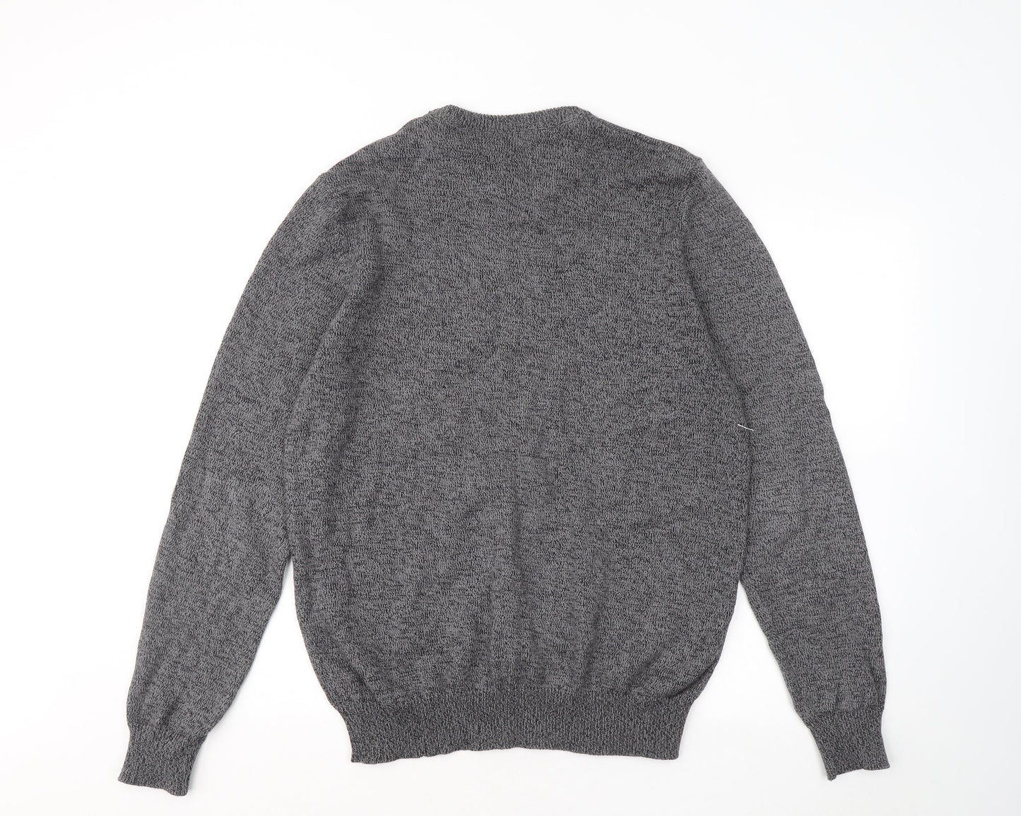 Atlantic Bay Mens Grey Round Neck Cotton Pullover Jumper Size M