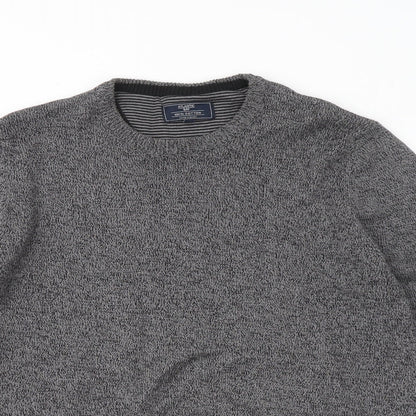 Atlantic Bay Mens Grey Round Neck Cotton Pullover Jumper Size M