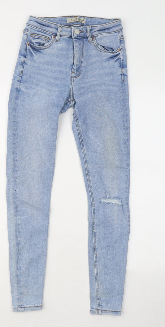 Denim & Co. Womens Blue Cotton Skinny Jeans Size 6 L26 in Regular