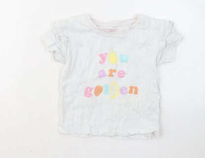 Primark Girls White Cotton Basic T-Shirt Size 4-5 Years Round Neck - You Are Golden