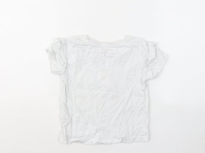 Primark Girls White Cotton Basic T-Shirt Size 4-5 Years Round Neck - You Are Golden