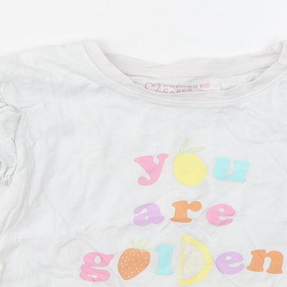 Primark Girls White Cotton Basic T-Shirt Size 4-5 Years Round Neck - You Are Golden