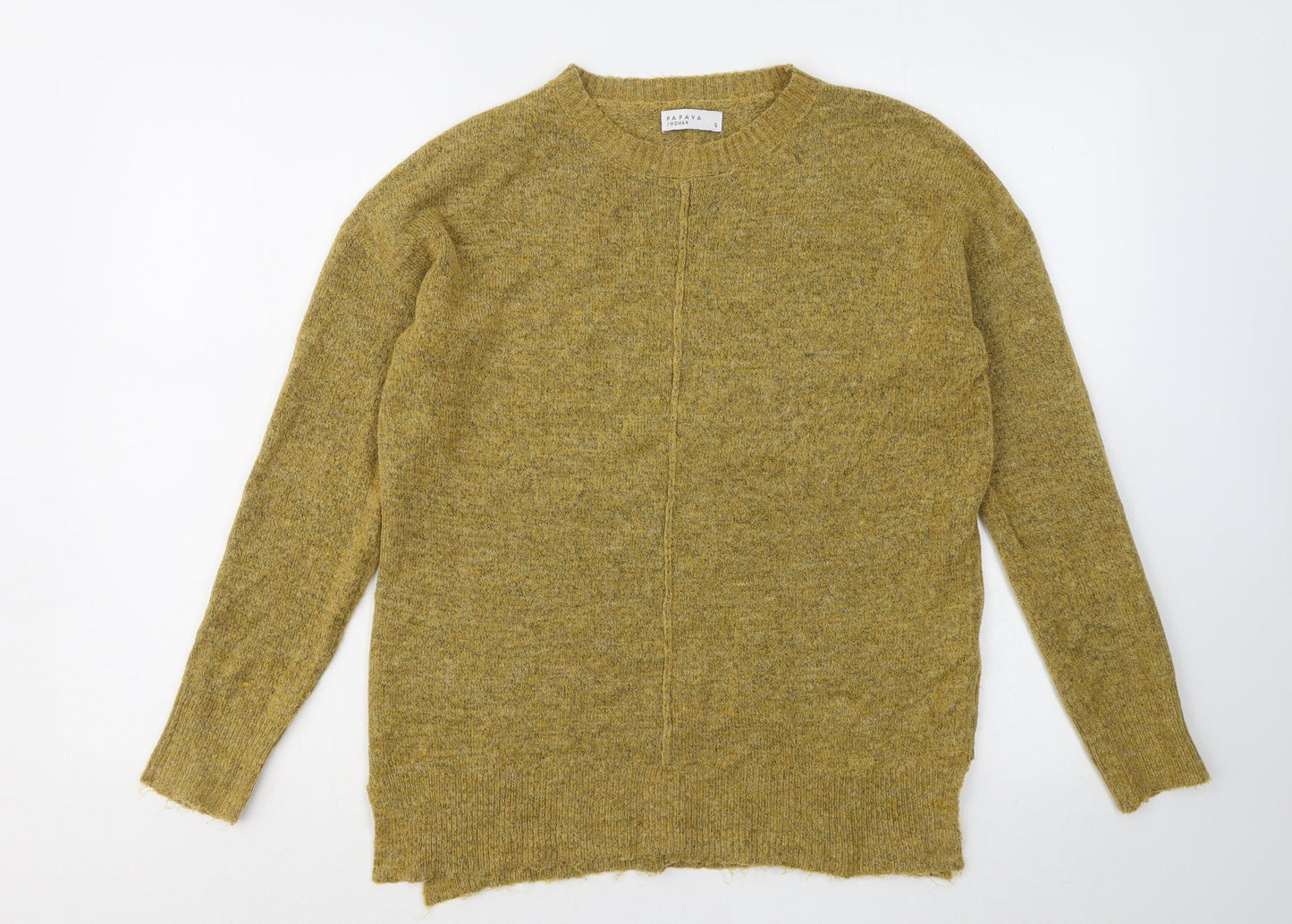 Womens UK Size S Papaya Yellow Pullover Jumper