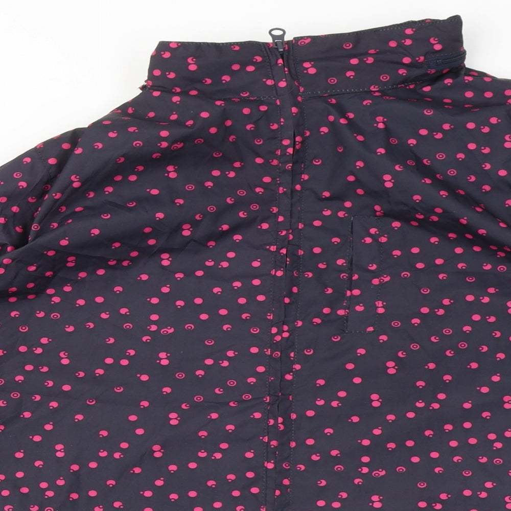 Denim & Co. Womens Blue Geometric Jacket Coat Size 14