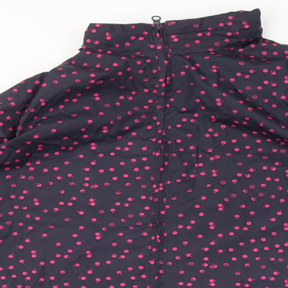 Denim & Co. Womens Blue Geometric Jacket Coat Size 14