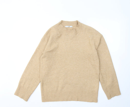 George Womens Brown Mock Neck Polyester Pullover Jumper Size 8