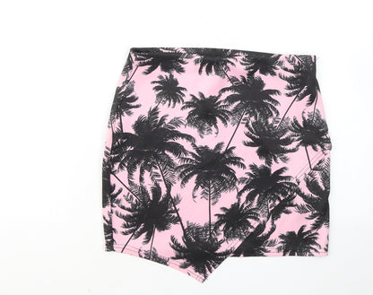 Missguided Womens Pink Floral Polyester A-Line Skirt Size 10