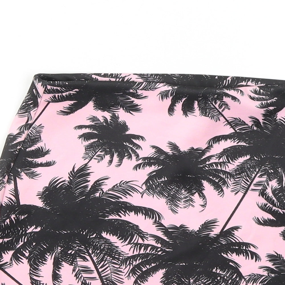 Missguided Womens Pink Floral Polyester A-Line Skirt Size 10