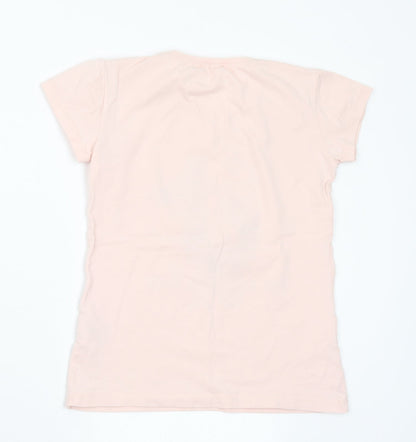 Pampella Girls Pink Cotton Basic T-Shirt Size 10 Years Crew Neck - Tik Tok