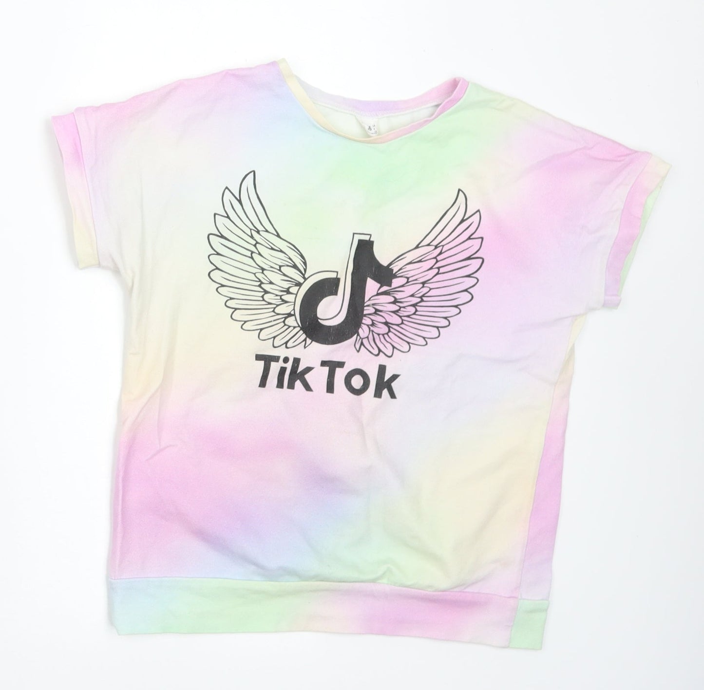 Tik Tok Girls Multicoloured Cotton Basic T-Shirt Size 11 Years Round Neck - Tik Tok