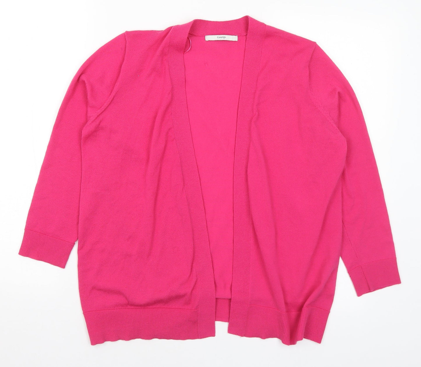 George Womens Pink V-Neck Polyester Cardigan Jumper Size M