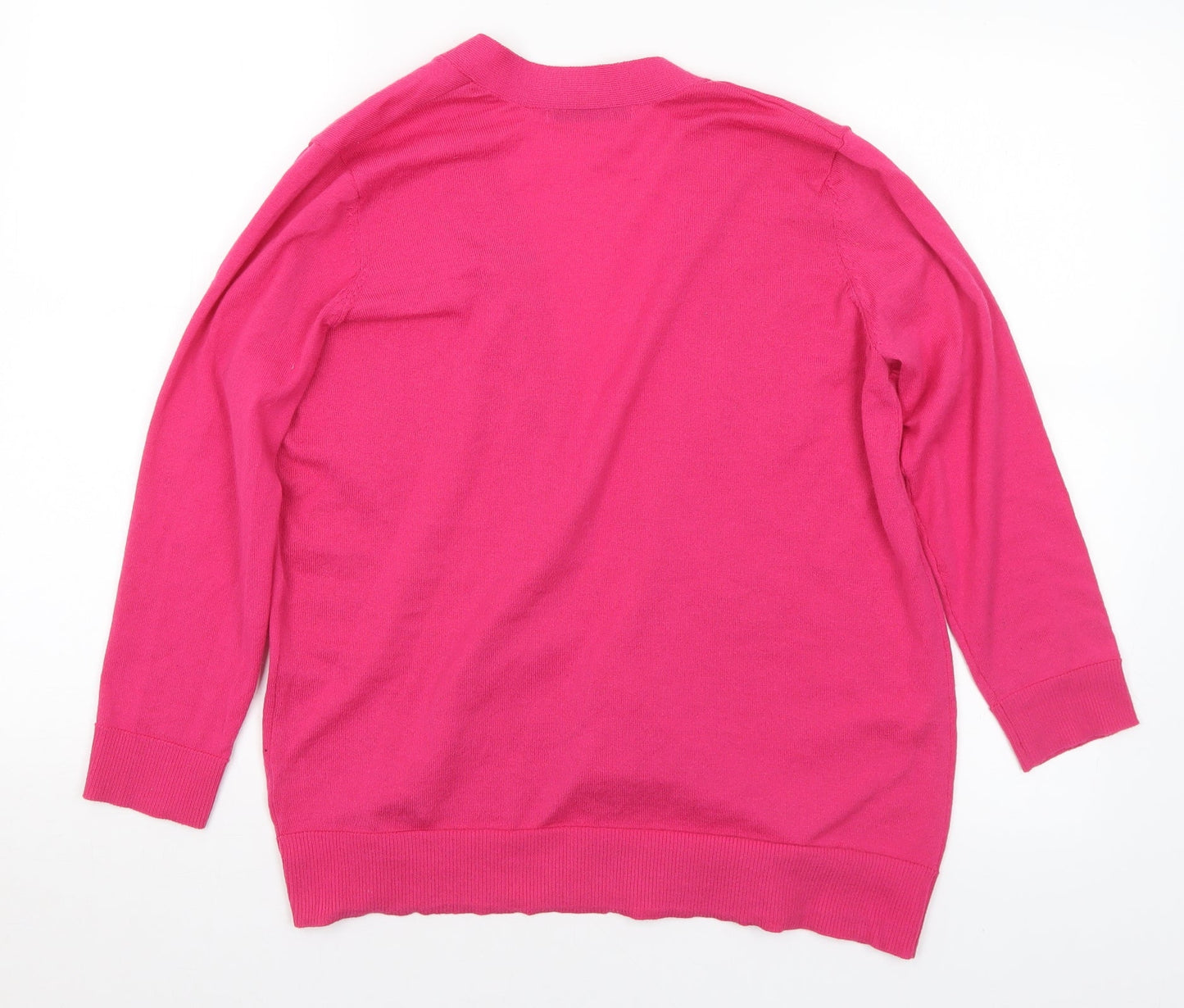 George Womens Pink V-Neck Polyester Cardigan Jumper Size M