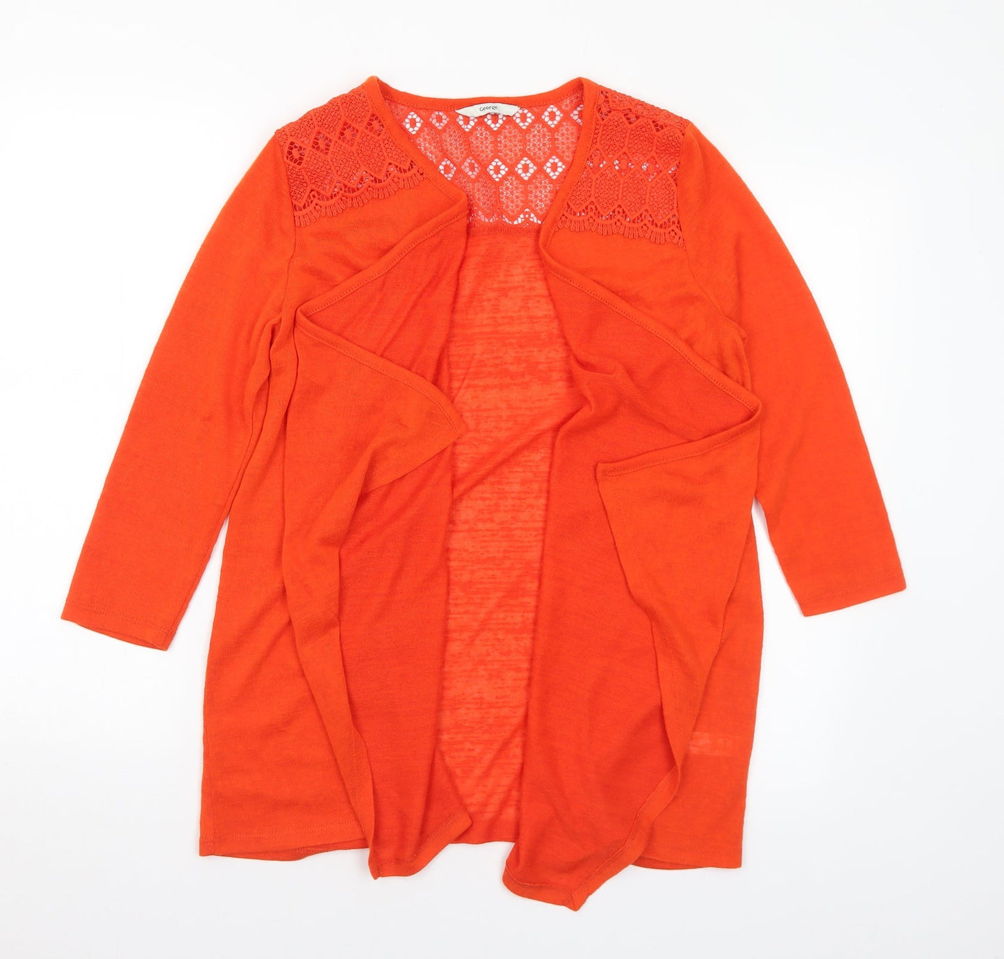 George Womens Orange V-Neck Polyester Cardigan Jumper Size S
