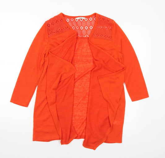 George Womens Orange V-Neck Polyester Cardigan Jumper Size S