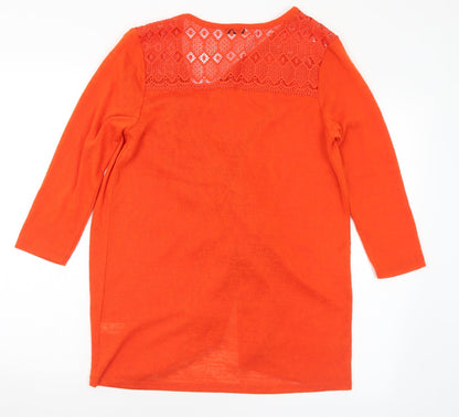 George Womens Orange V-Neck Polyester Cardigan Jumper Size S