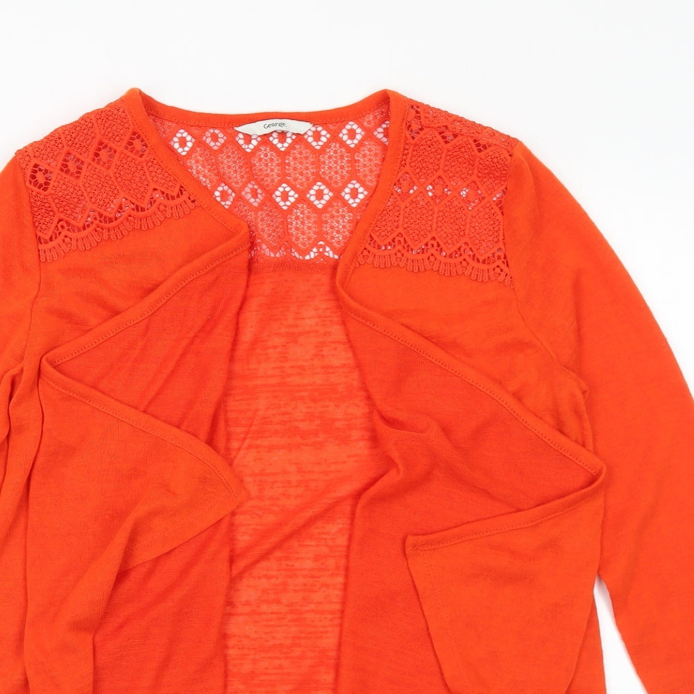 George Womens Orange V-Neck Polyester Cardigan Jumper Size S